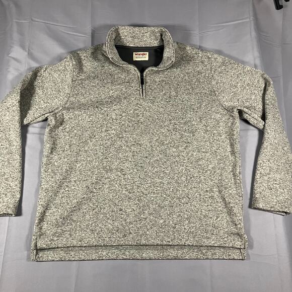 Wrangler Authentics Quarter Zip Pullover Sweater Men’s Large Gray 100% Polyester - Picture 1 of 11